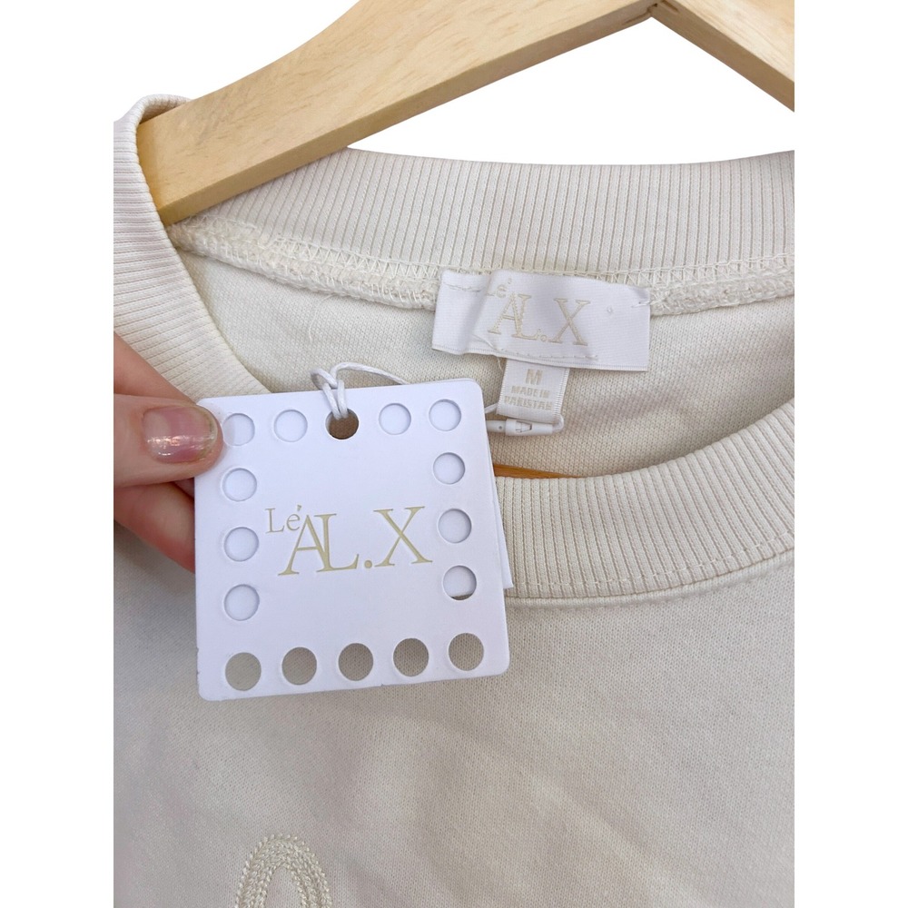 Le ALX Colorado Embroidered Organic Cotton Sweatshirt Creme Womens Medium NEW - Picture 5 of 8
